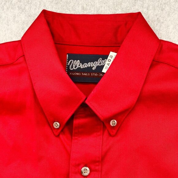 NWT Wrangler Painted Desert Western Shirt 17.5-36 Red Button-Down X-Long Tails - Picture 3 of 12